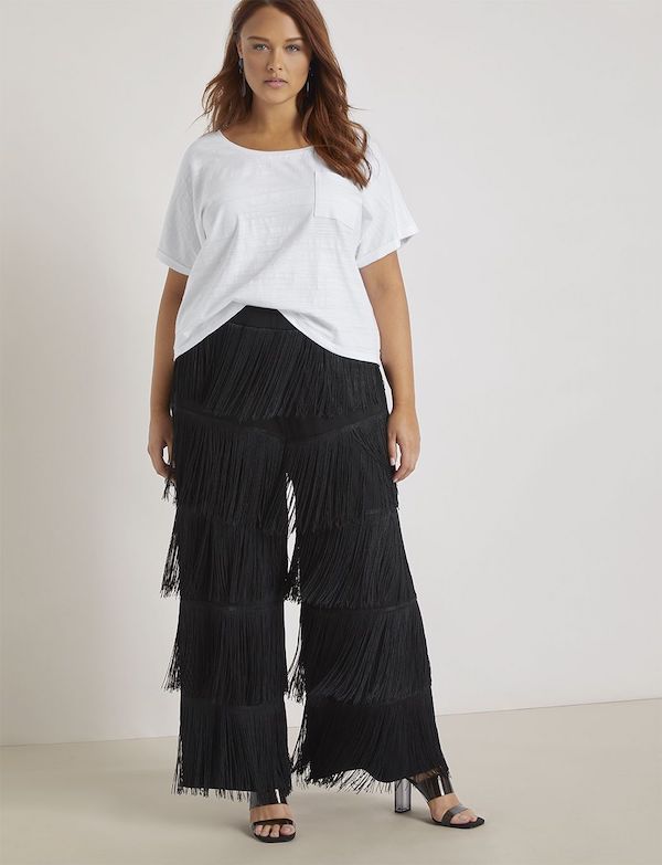 lace fringe pants