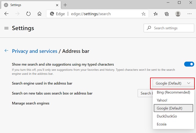 Internet explorer, by default, is set to perform searches using bing instead of another search engine like yahoo, excite, dogpile or google. How To Change The Default Search Engine On Microsoft Edge Beebom