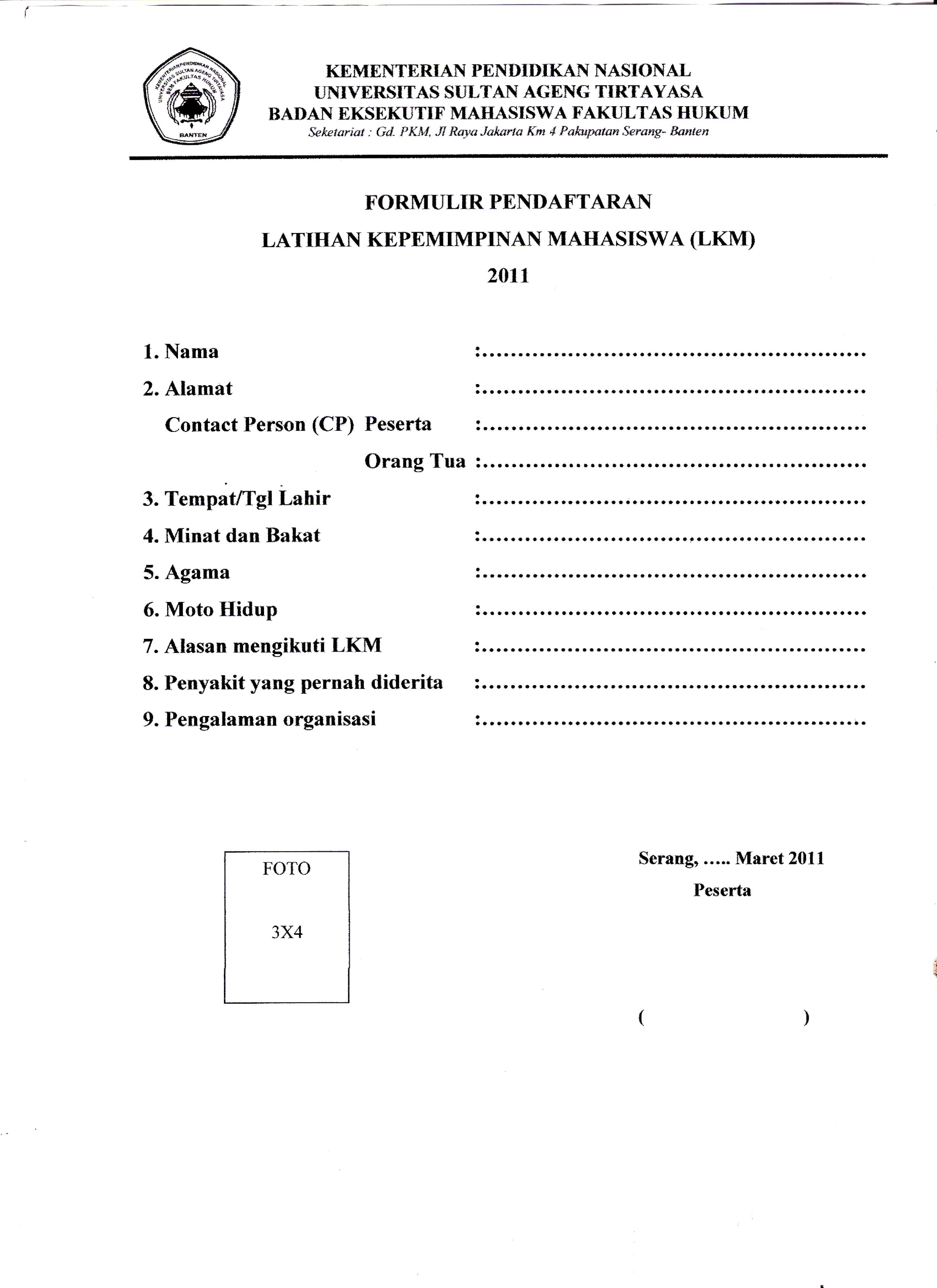 Formulir pendaftaran peserta seminar umum pada seminar nasional energi. Contoh Formulir Pendaftaran Lomba Contoh Kom
