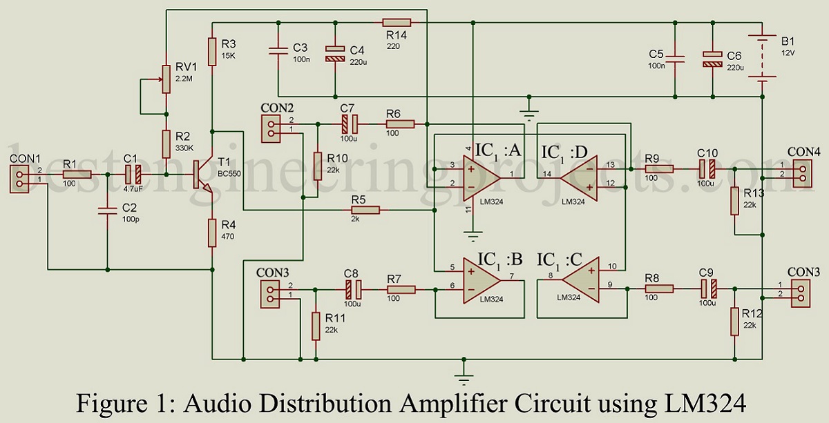 Lm324 Audio Amplifier Circuit Diagram - Circuit Diagram