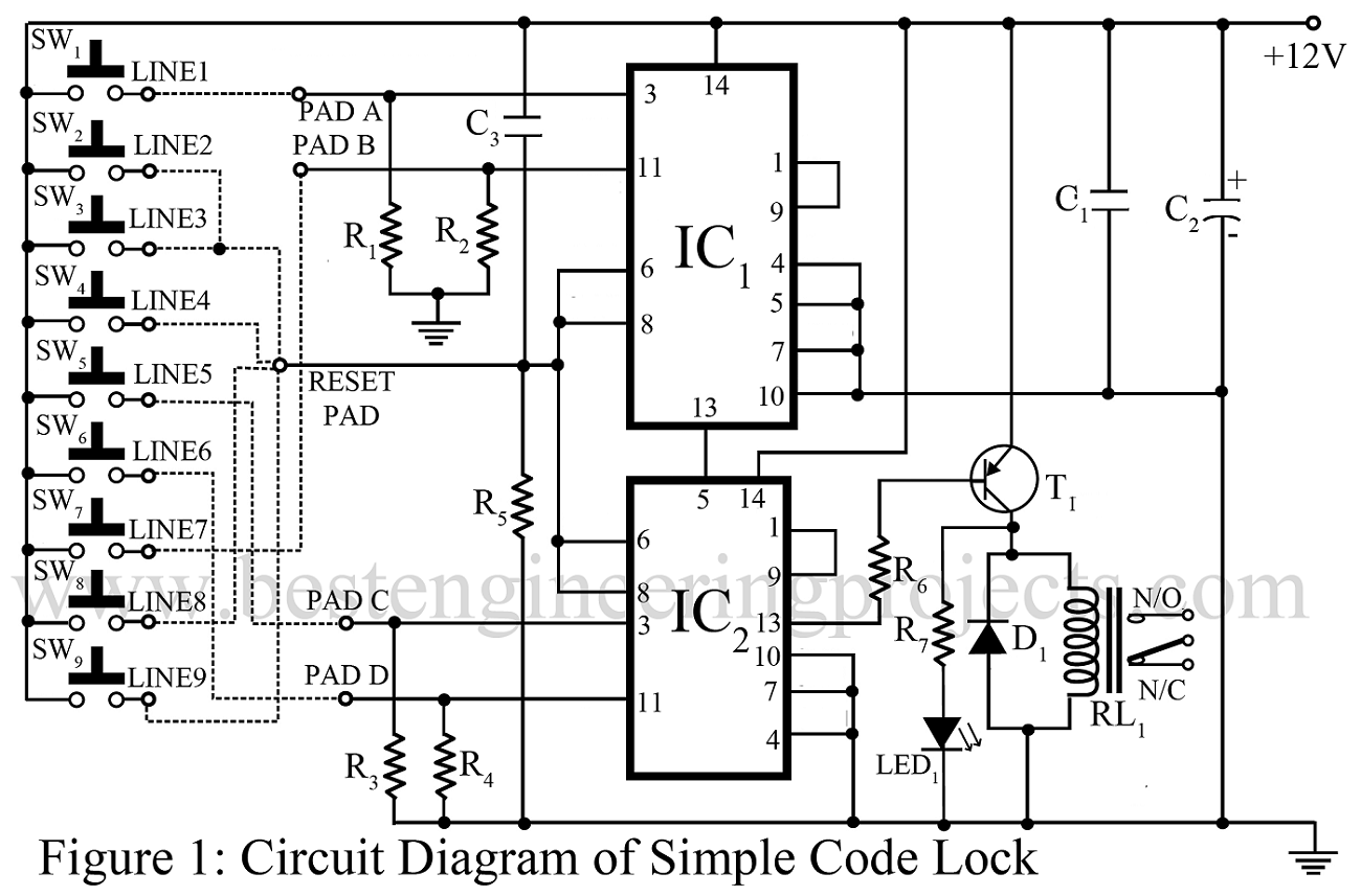 Electronic Code Lock Circuit Electronic Projects