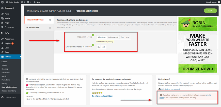 Explore technical documentation, forums, and other cpanel resources for web hosts or hosting providers created by cpanel experts and our larger webhost community. How To Disable Wordpress Admin Notices Free Plugin Betterstudio