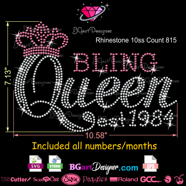 lllᐅ Bling Queen Rhinestone SVG best