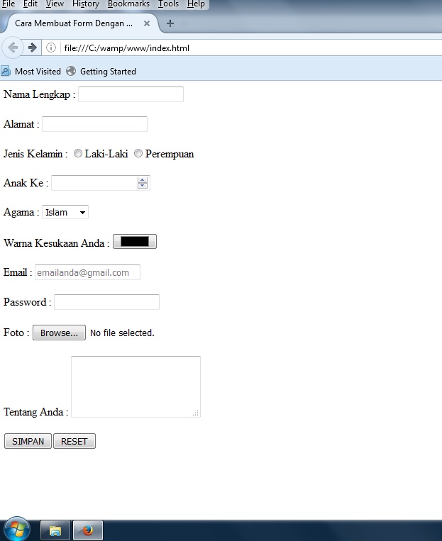 Cara Membuat Form Input Biodata Menggunakan HTML5 (Desain Website) – IT  Melankolis
