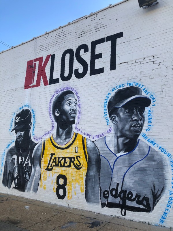A. Nichel mural of Nipsey Hussle, Kobe Bryant and Chadwick Boseman