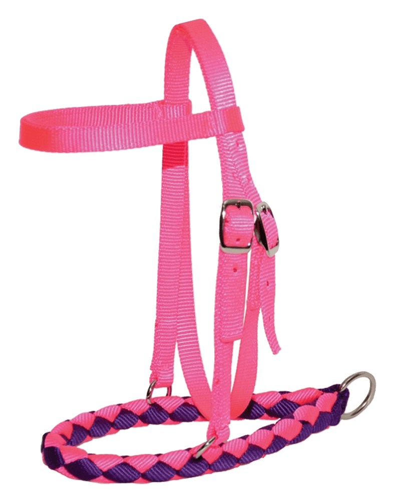 Hand Braided Rawhide Horse Bosal – 5/8” To 3/4” Thickness, Full Size, Black & White Plaited Design
