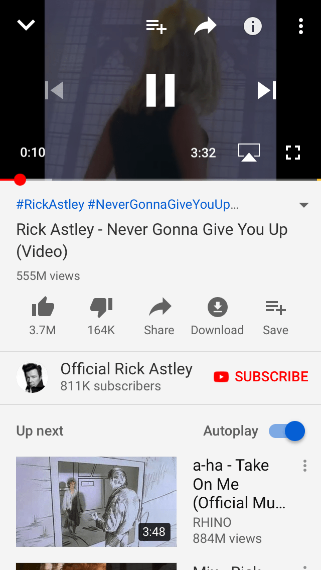 Save video on iOS YouTube app