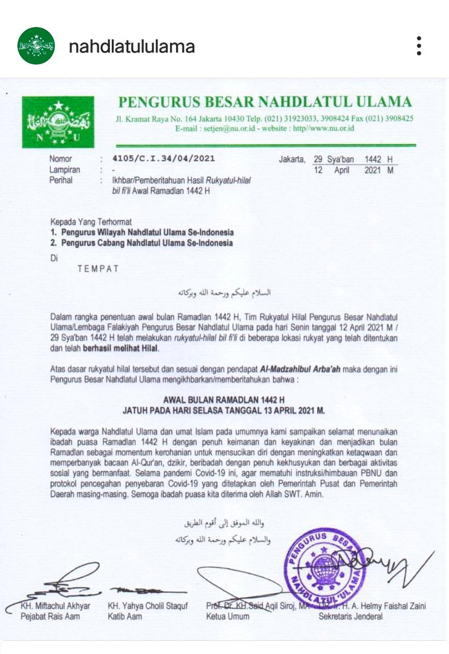 PBNU; Awal Puasa Ramadhan Selasa13 April 2021 | Bincang Syariah