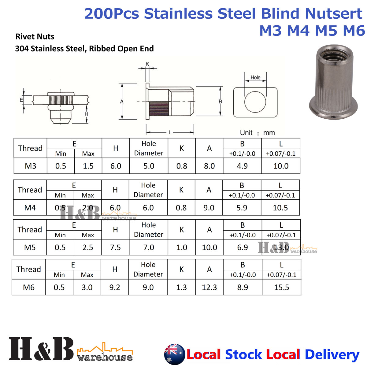 Steel and aluminium countersunk rivets, in packs of 250 or 500. Rivet Nut Hole Size Chart Metric - A Pictures Of Hole 2018