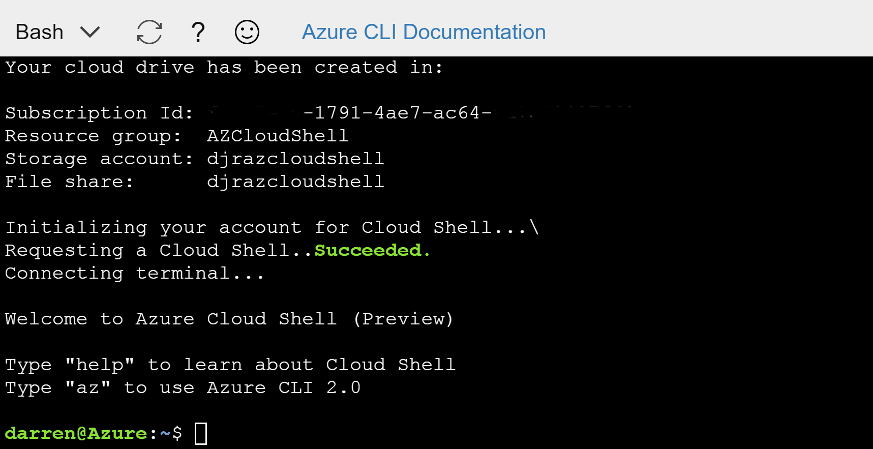 Getting started with Azure Cloud Shell - darrenjrobinson - Bespoke ...