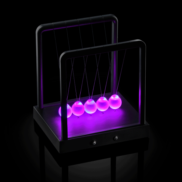 Le pendule de newton est un objet fascinant qui lorsque nous lançons une bille d'un côté met en mouvement la bille opposée et ce, . Pendule De Newton Lumineux Geek