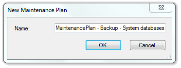 Maintenance Plan name