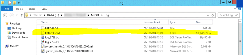 SQL Server Error Log with 56GB size 