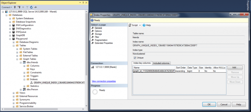 SQL Graph Databases - Edge table - index