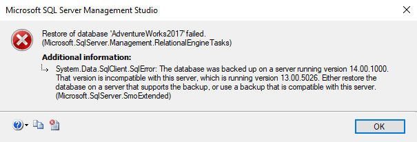 SSMS GUI error