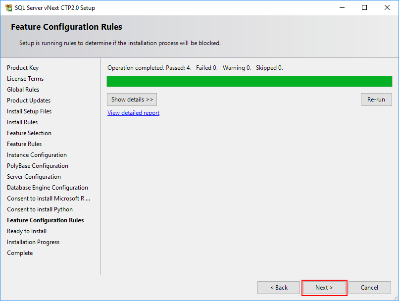 SQL Server 2019 Setup - Feature Configuration Rules