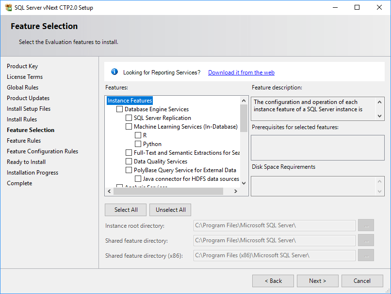 SQL Server 2019 Setup - Feature Selection 01