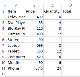 Image of excel after running vba macro