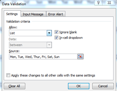 data validation for planner