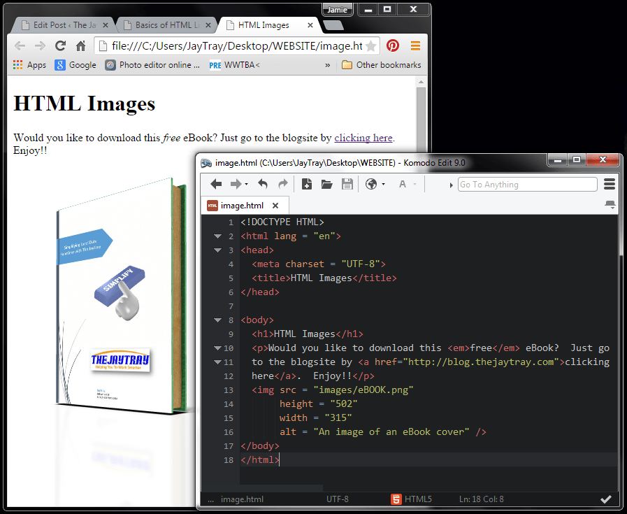 html images code with link and emphasis