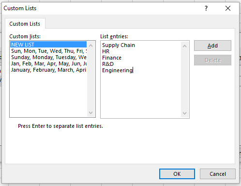 Image showing how to enter options for custom sort