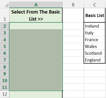 Image showing range being selected for data validation