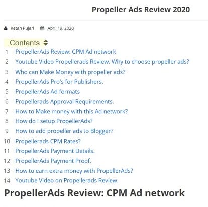 best example of Automatic table of contents in blogger best example of Automatic table of contents in blogger