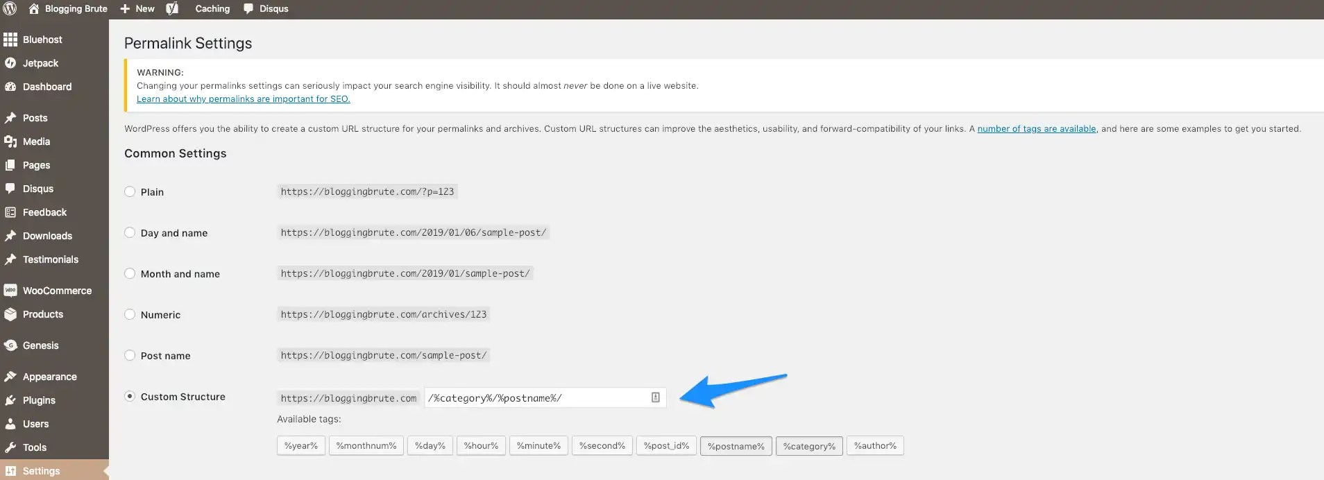 Permalinks Settings within WordPress