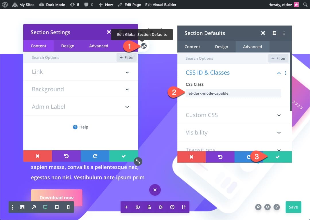 Ajouter code css a toutes les sections