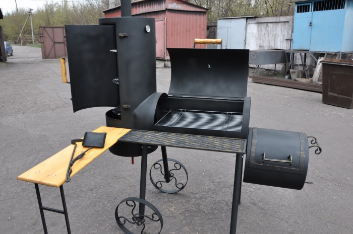 Мангал с казаном и коптильней из металла своими руками чертежи и фото