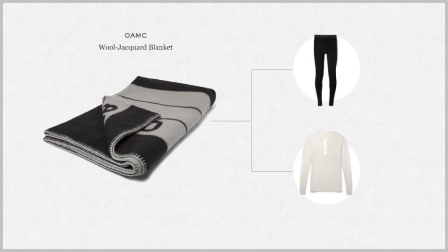 шерстяное одеяло OAMC, рубашка хенли Schiesser и термокальсоны Polo Ralph Lauren в какой одежде спать