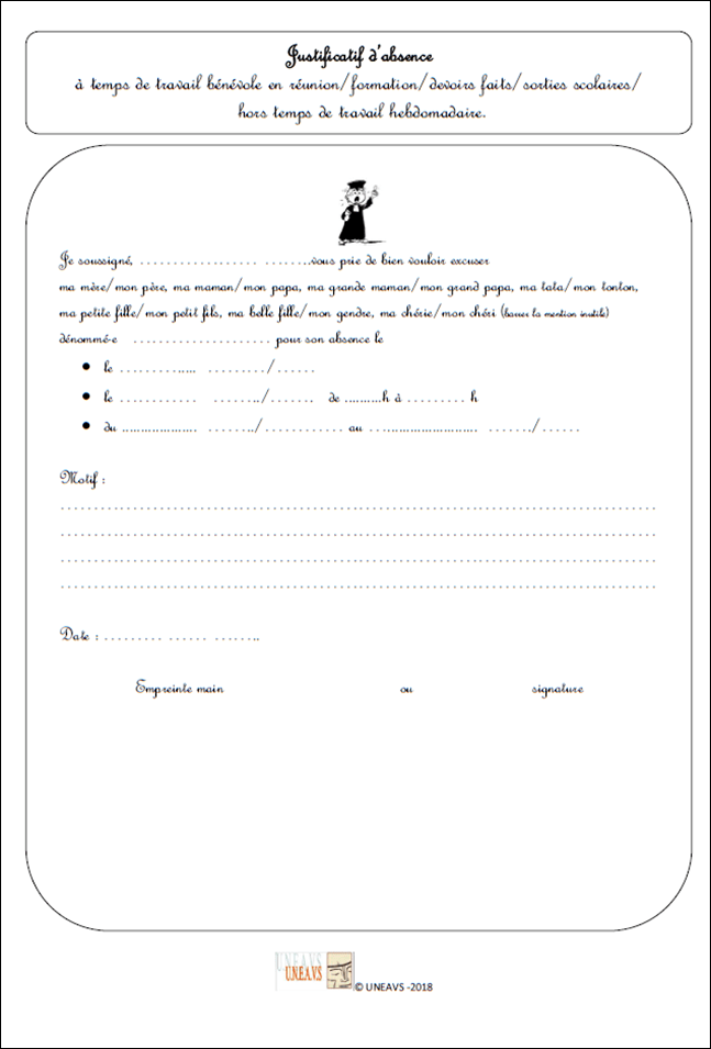 En effet, il n'a pas pu/ne pourra pas se rendre en classe (ou . Justificatif D Absence