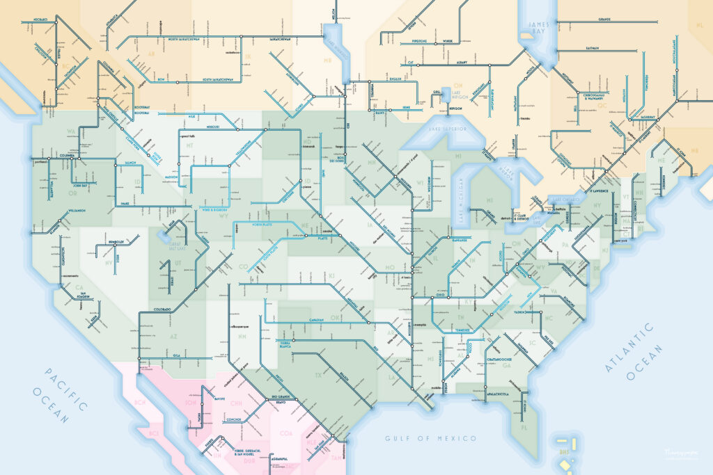 خريطة نمط النقل الرائعة لأسلاك أمريكا الشمالية