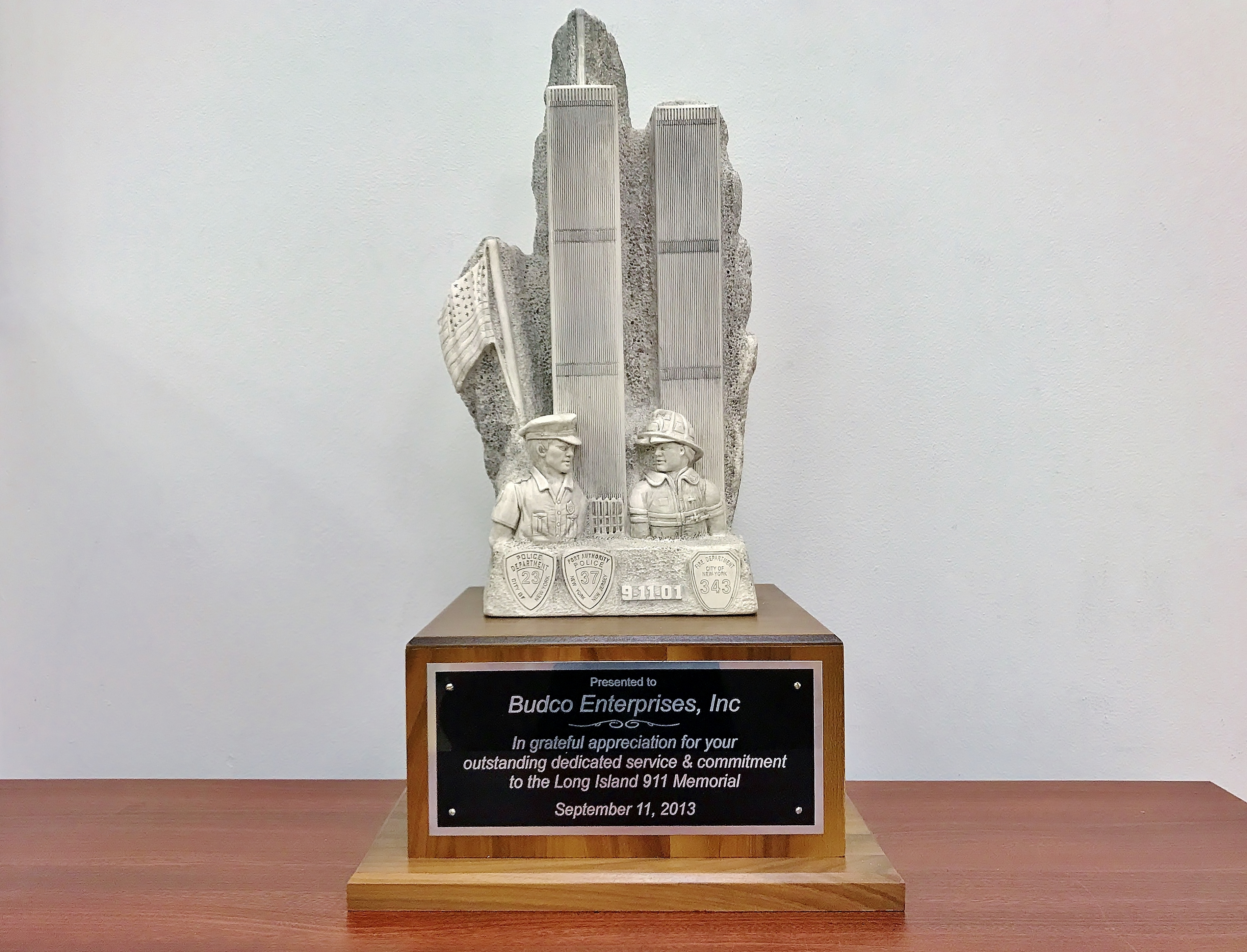 Two awards given to us by the Long Island 911 Memorial Committee for our work in creating and moving the memorials.