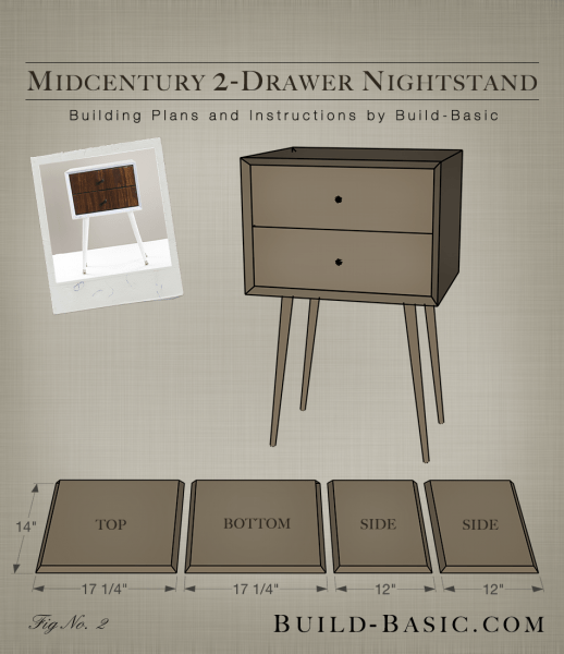 You can also build it using the 1:1 templates, which eliminates most of the measuring and measuring errors. Build A Diy Midcentury 2 Drawer Nightstand Build Basic
