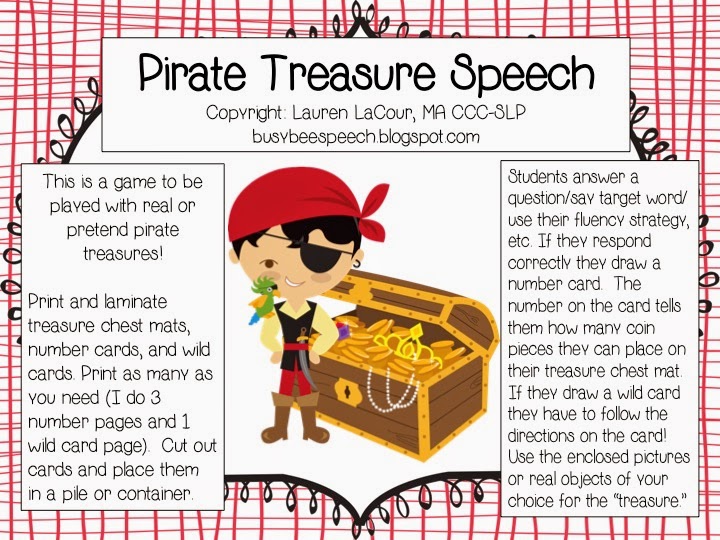 Pirate Treasure Speech FREEBIE Busy Bee Speech