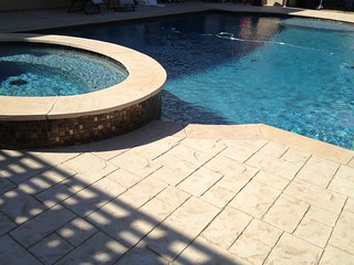 New pool-midnight blue quartz plaster, buckskin color flag ...