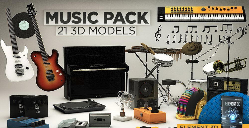 Music Pack Elements 3d Models Free C4d Models