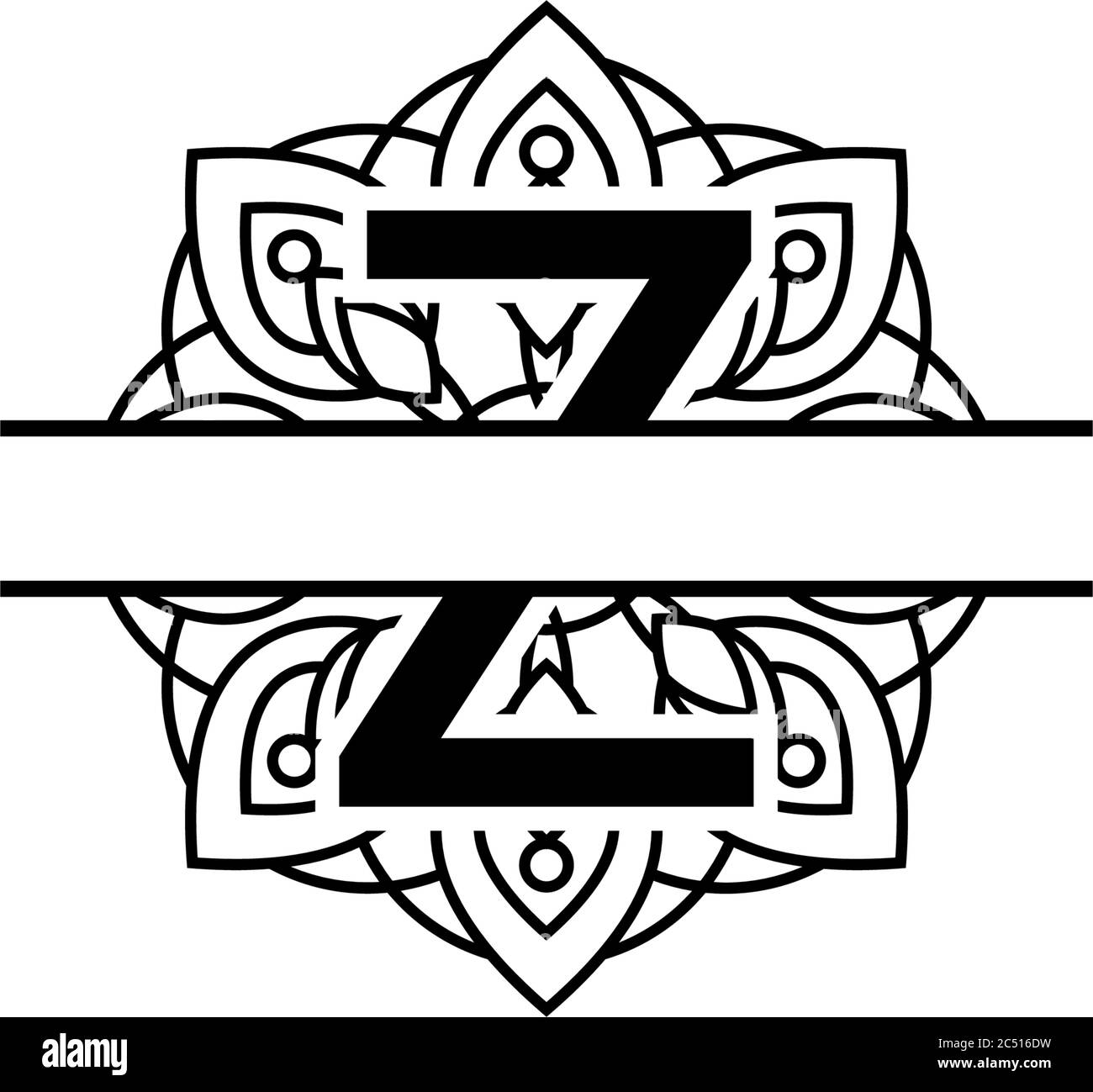 Type your letters, choose your font and frame in our library, change the colors and download your svg, png or dxf file. Initial Z Split Monogram Mandala Vector Design Template Illustration Stock Vector Image Art Alamy
