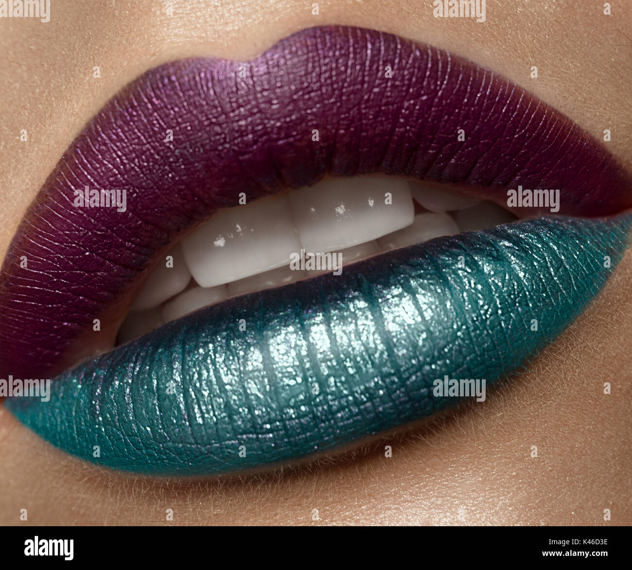 Bunte Weibliche Kunst Lippen Schliessen Schonheit Gesicht Stockfotografie Alamy