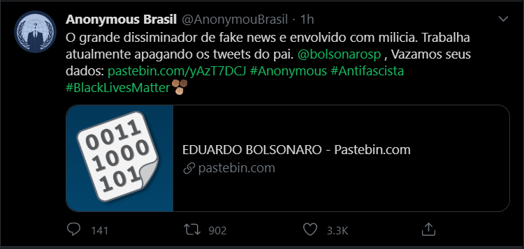 78140666 germany 07/26/2021 03:57 pm report abusive post. Anonymous Leaks Personal Data Of Bolsonaro Family And Ministers Olhar Digital