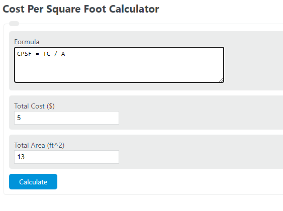Calculate square feet, meters, yards and acres for flooring, carpet,. Cost Per Square Foot Calculator Calculator Academy
