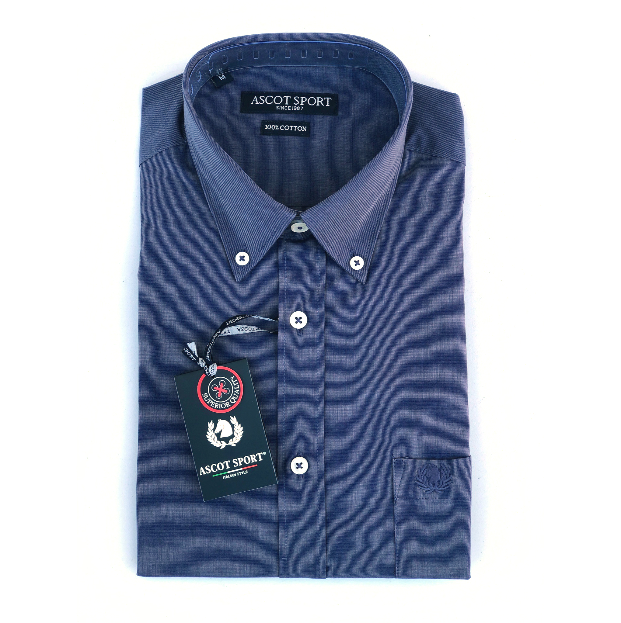 ASCOT SPORT Camicia Uomo Manica Lunga BLU TG. M, L, XL, XXL, 3XL - Botton  down - 100% cotone - CAMICIE \u0026 dintorni