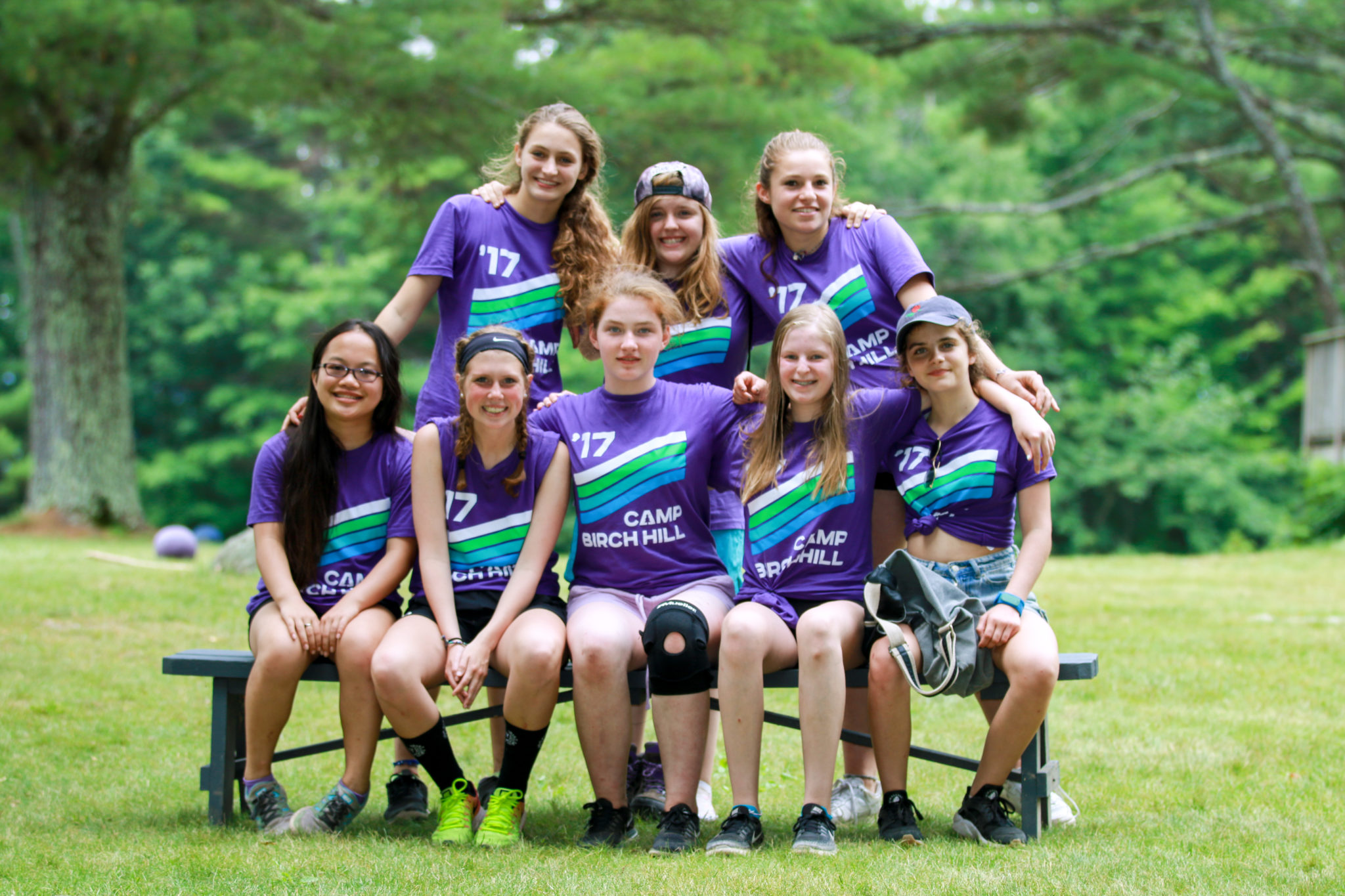 3 bunk beds in one large bedroom. 2017 Session Two Cabin Photos: Girls Cabins - Camp Birch Hill