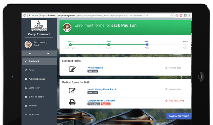 Camp Management Software Features