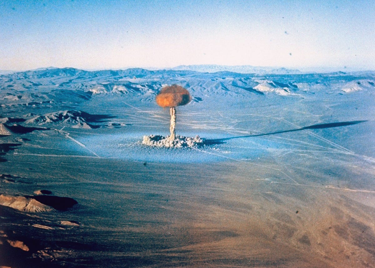 A bomb cyclone comes from a word that is more of a mouthful: Nuclear bombs were being tested less than an hour from Las