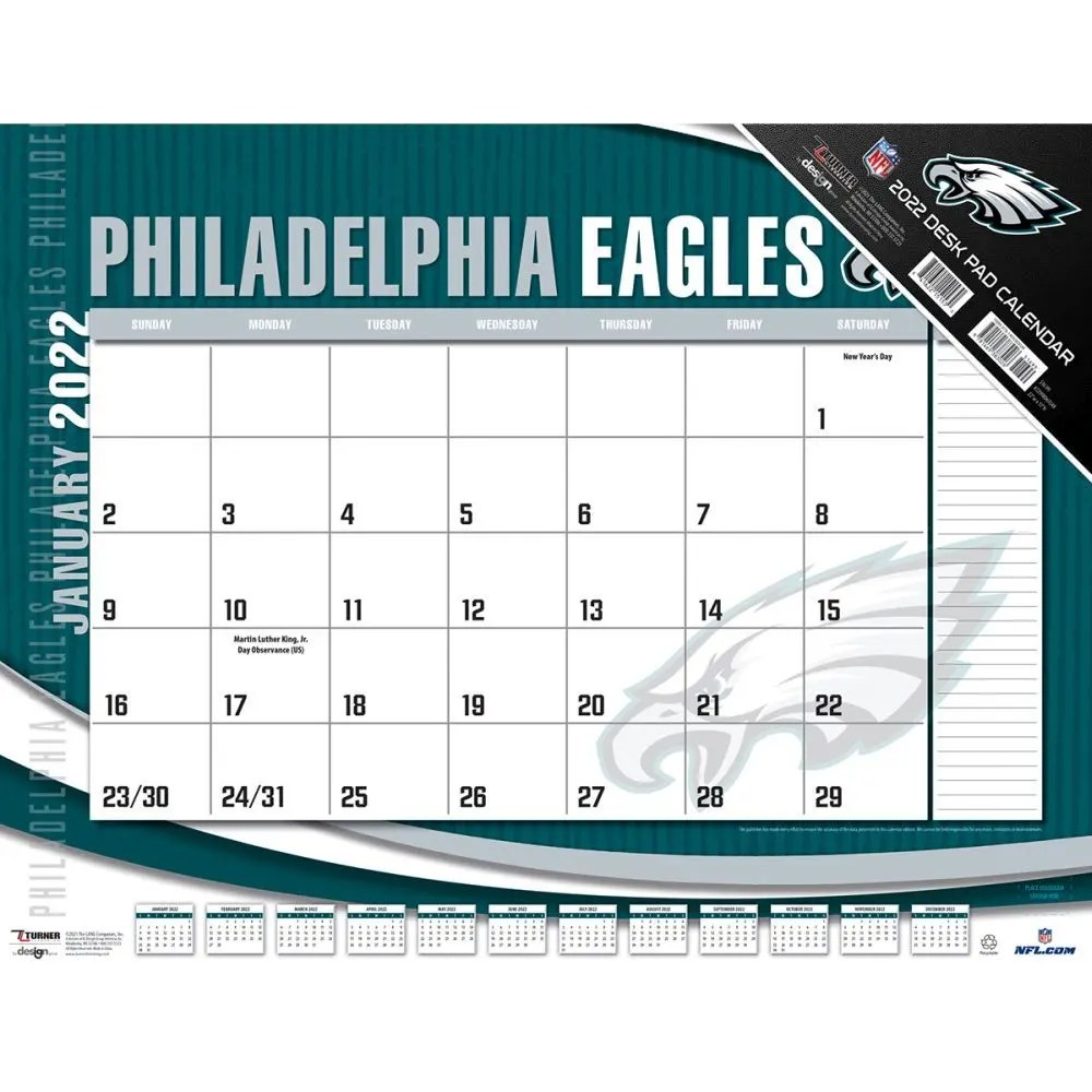 nfl philadelphia eagles 2022 desk pad calendarscom