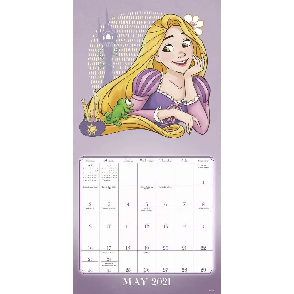 Printable coloring calendar for 2021 (and 2020!) 3. Disney Princess 2021 Wall Calendar | 2022 Calendar