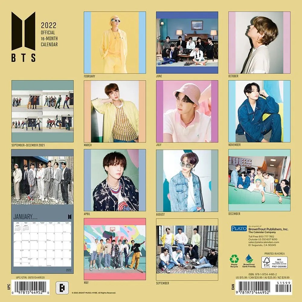 bts 2022 wall calendar calendars com